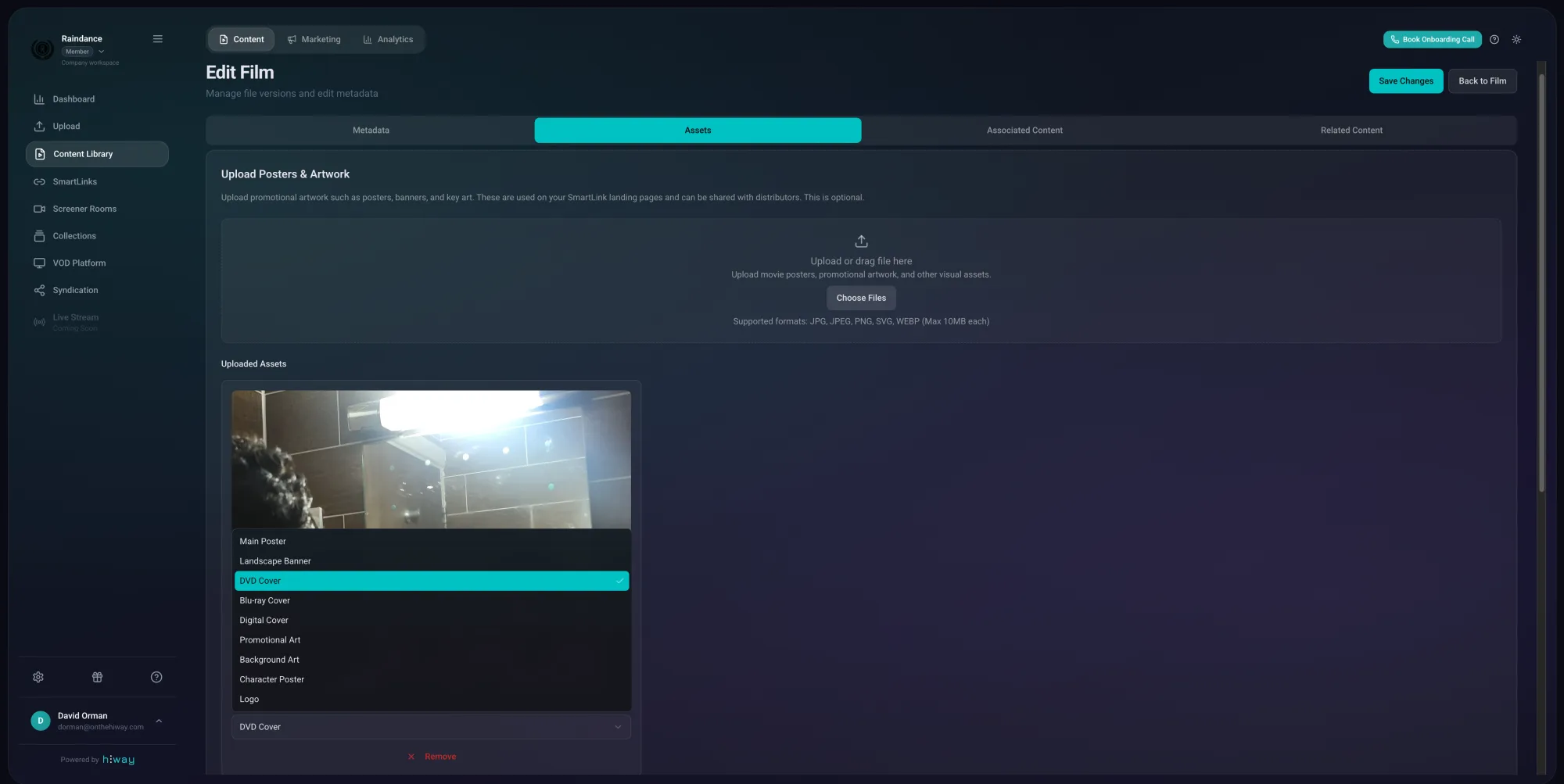 Raindance assets upload